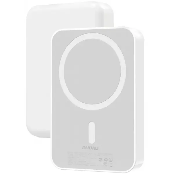 Baterie Externa Wireless Dudao K26, 10000mAh, 20W, PD + FQI, 1 x QI - 1 x USB-C, Alba