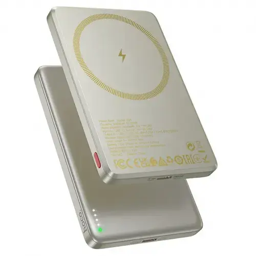 Baterie Externa Wireless HOCO Q26, 5000mAh, 20W, PD + FQI, 1 x QI - 1 x USB-C (Portocaliu)