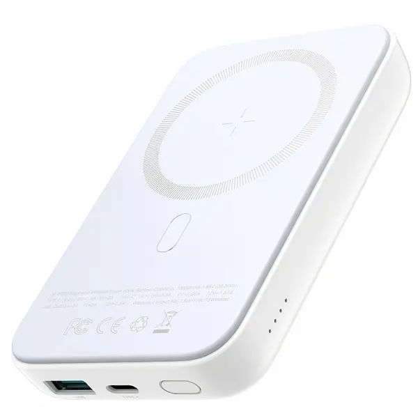 Baterie Externa Wireless Joyroom JR-W020, 10000mAh, 20W, QC + PD + FQI, 1 x QI - 1 x USB-A - 1 x USB-C, Alba