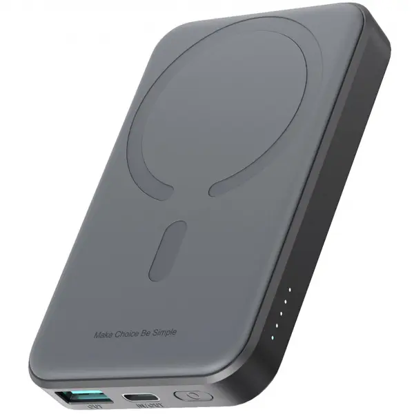 Baterie Externa Wireless Joyroom JR-W020 Mini, 5000mAh, 20W, QC + PD + FQI, 1 x QI - 1 x USB-A - 1 x USB-C, Neagra