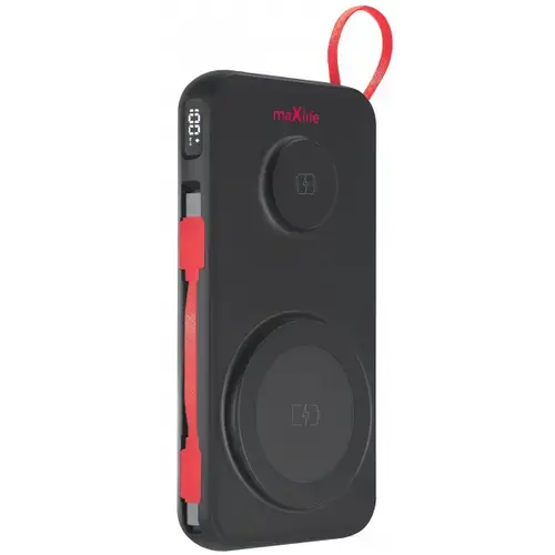 Baterie Externa Wireless MaXlife MXPB-08, 10000mAh, 22.5W, QC + PD + FQI + QI, 1 x USB-A - 1 x USB-C - 2 x QI, Neagra