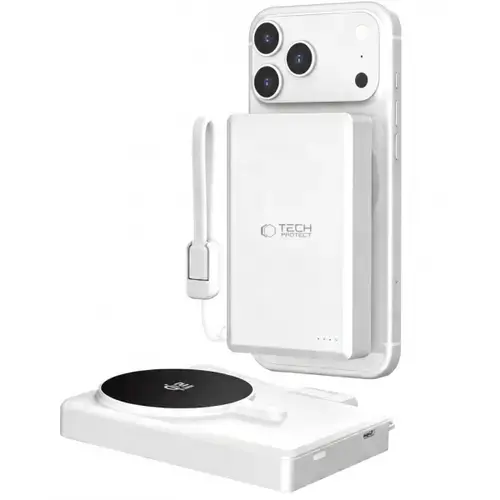 Baterie Externa Wireless Tech-Protect PB40 LifeMag, 10000mAh, 25W, PD + FQI, 1 x QI - 1 x USB-C (Argintiu)