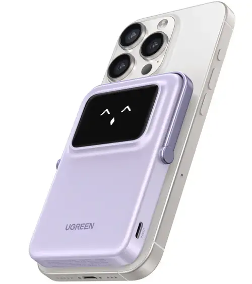 Baterie Externa Wireless UGREEN PB571 Uno, 5000mAh, 20W, PD + FQI, 1 x QI - 1 x USB-C, Violet