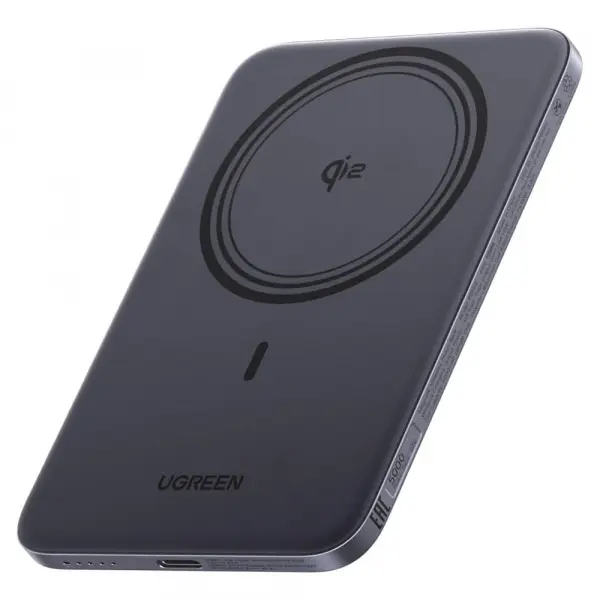 Baterie Externa Wireless UGREEN PB580 (75984B), 5000mAh, 15W, PD + FQI, 1 x QI - 1 x USB-C, Gri