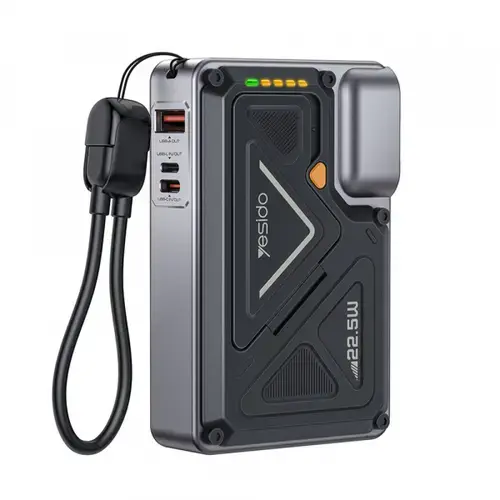 Baterie Externa Yesido YP89, 10000mAh, 22.5W, QC + PD + FQI, 1 x Lightning - 1 x QI - 1 x USB-A - 1 x USB-C (Gri)