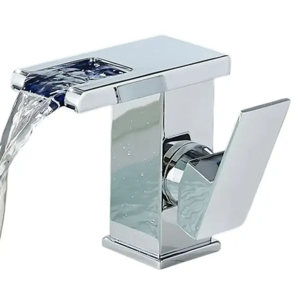 Baterie Lavoar Chiuveta Baie, BisDesign, Led Temperatura Apa Dinamic, Finisaj Crom Lucios, Dimensiune 13 cm