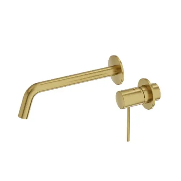 Baterie lavoar din alama sanitara, auriu periat, pipa fix, 20,3 cm, LaVita Verdi