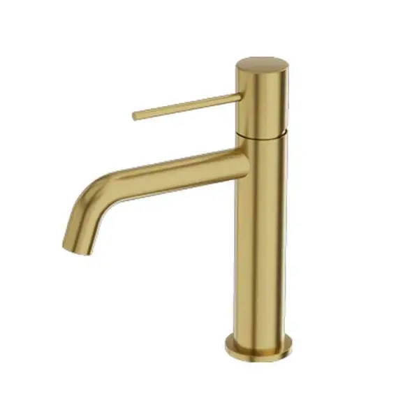 Baterie lavoar din alama sanitara, auriu periat, pipa fixa 13,3 cm, LaVita Verdi