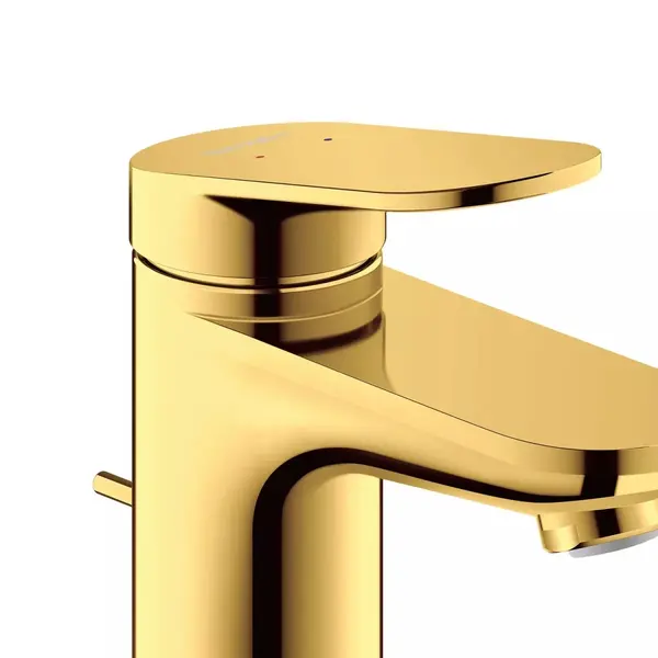 Baterie lavoar Duravit Wave WA1010001034, marime S, cartus ceramic, monocomanda, 137 mm, ventil, Auriu lucios