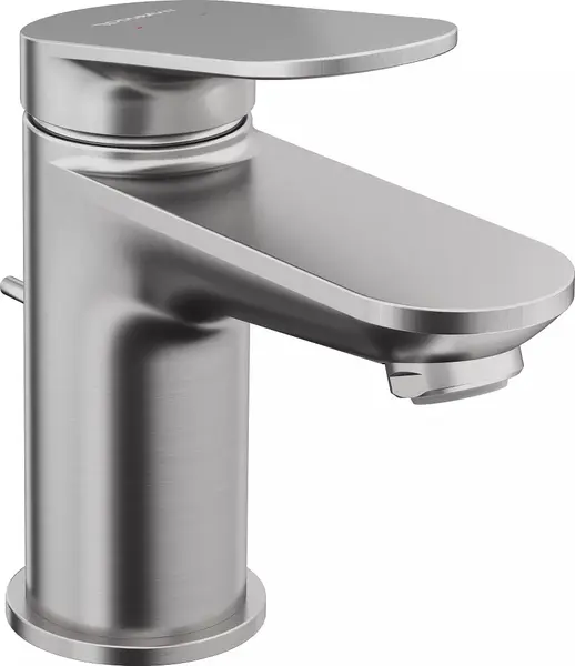 Baterie lavoar Duravit Wave WA1010001070, marime S, cartus ceramic, monocomanda, 137 mm, ventil, Otel mat