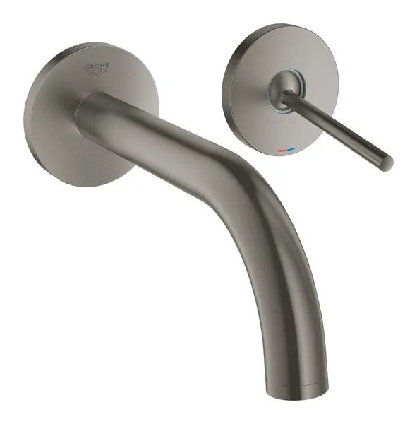 Baterie lavoar Grohe Atrio 19287AL3, 1/2 inch, montare pe perete, monocomanda, 185 mm, cartus ceramic, necesita set fixare, mat, Hard graphite