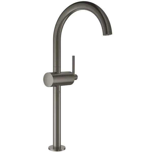 Baterie lavoar Grohe Atrio 32647AL3, 3/8 inch, marimea XL, monocomanda, pivotanta, cartus ceramic, evacuare push to open, mat, Hard graphite