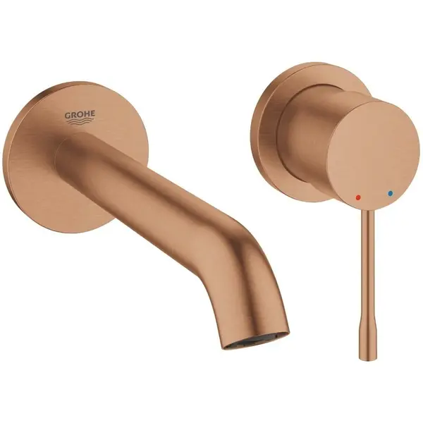 Baterie lavoar Grohe Essence 19408DL1, 1/2 inch, montare pe perete, monocomanda, 180 mm, cartus ceramic, fara ventil, mat, Warm sunset
