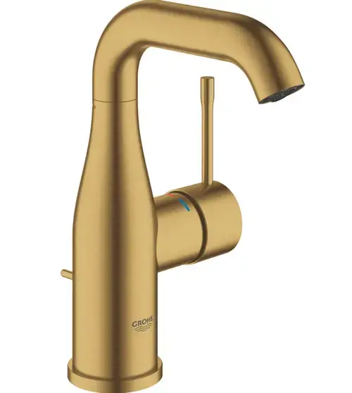 Baterie lavoar Grohe Essence 23462GN1, 3/8'', marimea M, monocomanda, pivotanta, set evacuare, mat, Auriu