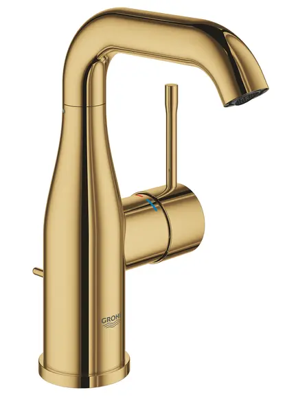 Baterie lavoar Grohe Essence 24173GL1, 3/8'', Marimea M, Pivotanta, Cartus ceramic, Ventil cu tija, Lucios, Cool Sunrise