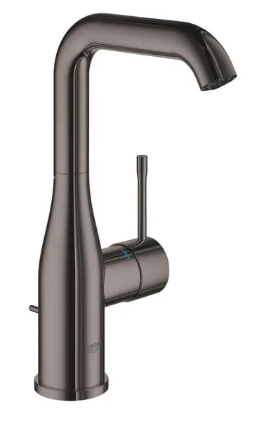 Baterie lavoar Grohe Essence 24174A01, 3/8'', marimea L, pivotanta, cartus ceramic, ventil cu tija, lucios, hard graphite