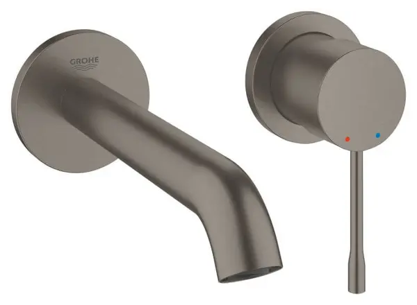 Baterie lavoar Grohe Essence 29192AL1, 1/2'', montare pe perete, monocomanda, 183 mm, cartus ceramic, necesita set fixare, mat, hard graphite