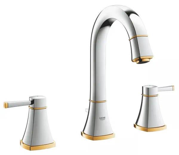 Baterie lavoar Grohe Grandera 20389IG0, racord 3/8 inch, L, 264 mm, ventil, Crom/auriu