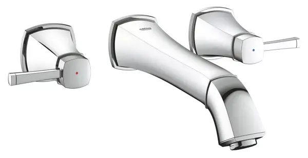 Baterie lavoar Grohe Grandera 20415000, racord 1/2 inch, montare pe perete, L, 234 mm, necesita valva, Crom lucios