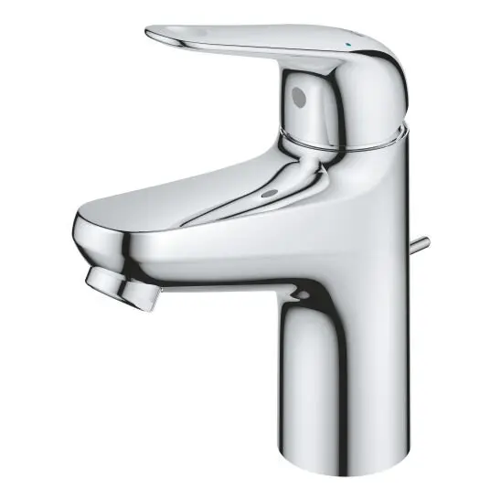 Baterie lavoar Grohe, Swift 2023 OHM basin S, monocomanda, marimea S, montare pe blat, set evacuare cu tija, cartus ceramic, limitator temperatura, Crom