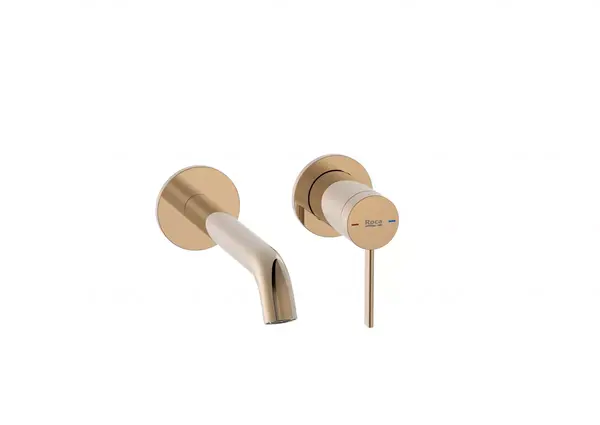 Baterie lavoar Roca ONA A5A359ERG0, montare pe perete, 175 mm, necesita valva, lucios, Rose gold