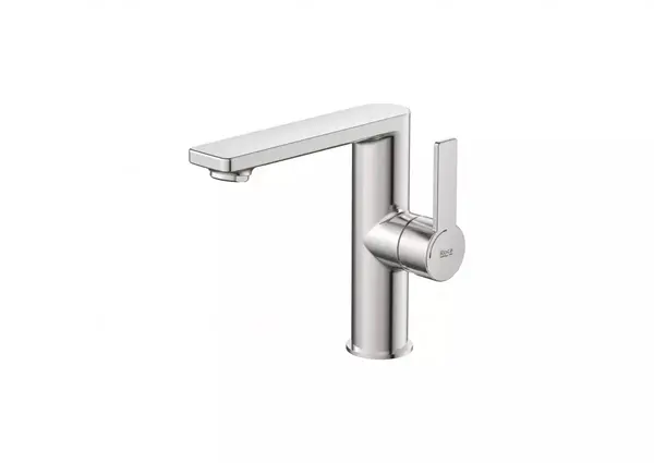 Baterie lavoar Roca Targa A5A405FSM0, M, 165 mm, pornire rece, mat, Otel satinat