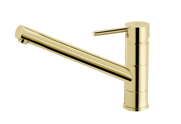 Baterie pentru bucatarie, cu spalator, auriu lucios, FDesign Flusso