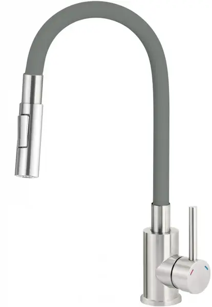 Baterie pentru chiuveta bucatarie, antracit, cap mixer, pipa flexibila, 2 tipuri de jet, Deante Luno