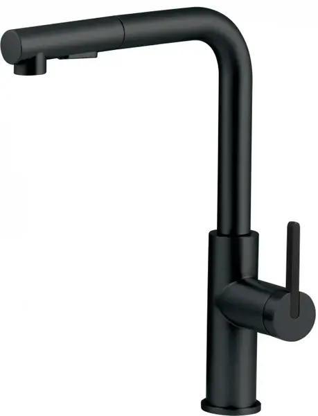 Baterie pentru chiuveta bucatarie, negru, cap mixer, 2 tipuri de jet, dus extractabil, Deante Momi
