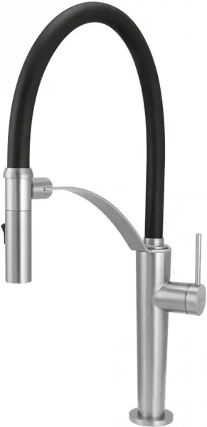 Baterie pentru chiuveta bucatarie, otel, cap mixer, pipa flexibila, 2 tipuri de jet, Deante Corda