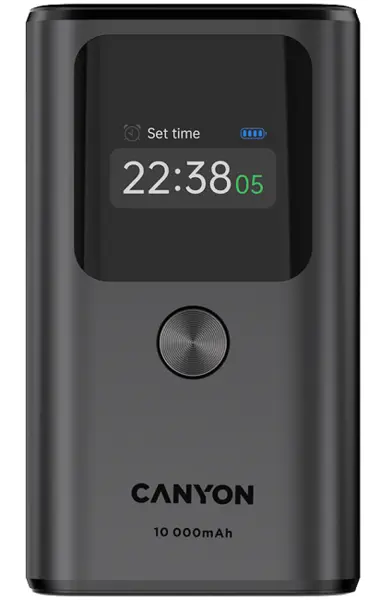 Baterie portabilă Canyon - OnPower 130 TFT, 10000 mAh, Dark Grey