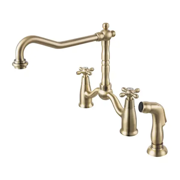 Baterie stativa, spalator, pipa extractibila, bronz periat, FDesign Lacrima