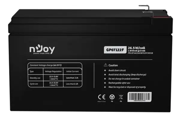 Baterie VRLA AGM, 12V, pentru UPS-uri, Njoy GP07122F
