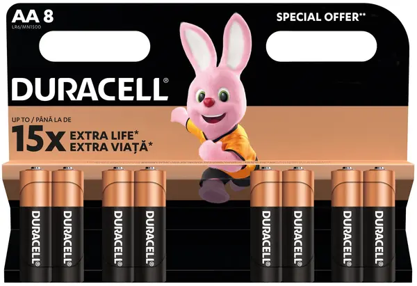 Baterii alcaline Duracell - Basic, AA, 8 buc.