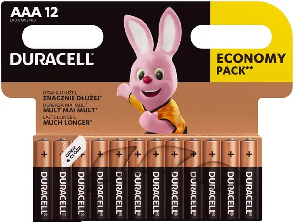 Baterii alcaline Duracell - Basic, AAA, 12 buc.