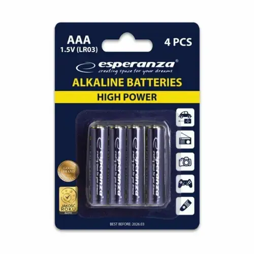 Baterii Alcaline Esperanza EZB102 AAA, 4 buc, Blister