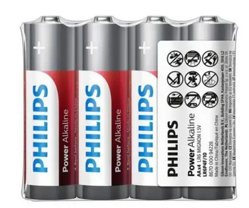 Baterii Philips Power Alkaline AA 4-foil w/ sticker