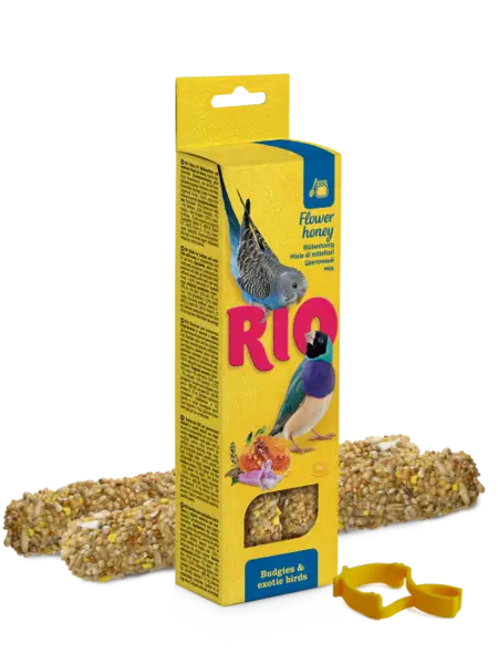 Batoane cu miere pentru perusi si pasari exotice Rio, 2 x 40g