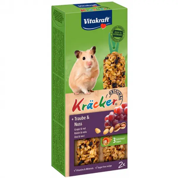 Batoane pentru hamsteri Vitakraft cu struguri nuci 2 buc