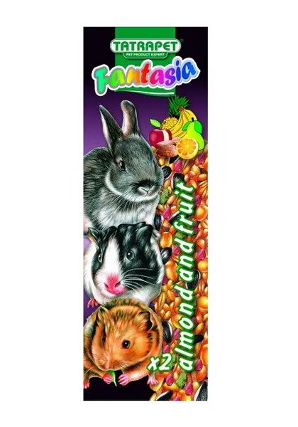 Baton cu migdale si fructe pentru rozatoare Tatrapet Fantasia, 2 bucati