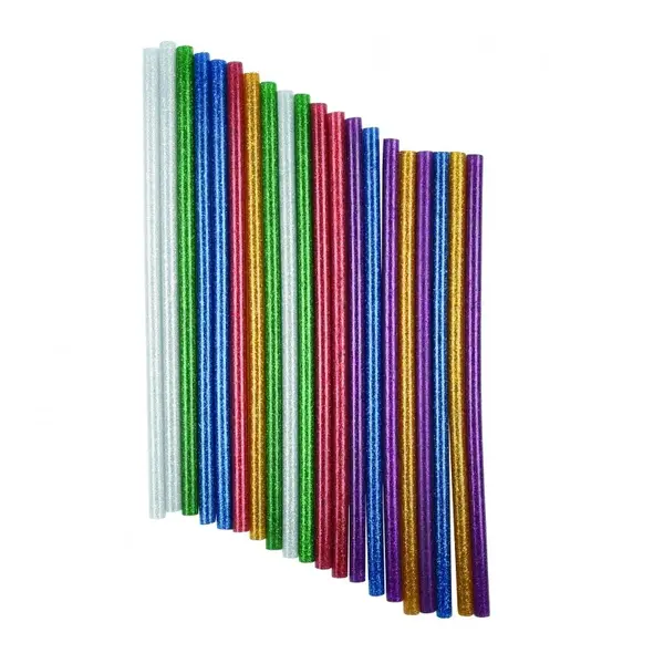 Baton cu sclipici din silicon,lipire la cald, 7mmx20cm,20 bucati set,diverse culori