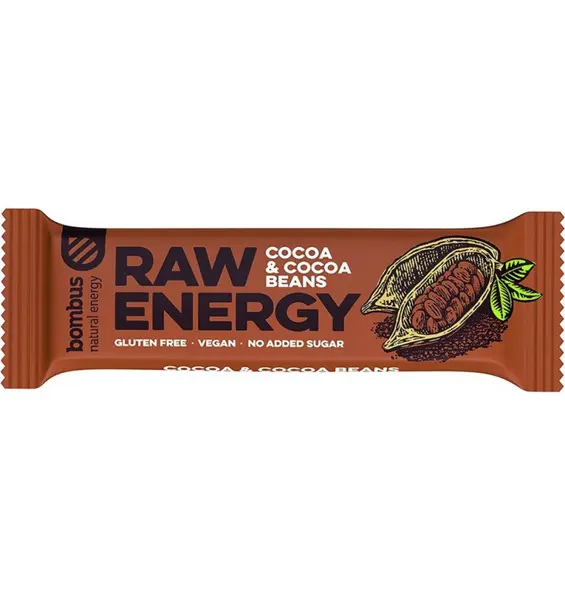 Baton energizant raw energy cu cacao si boabe de cacao, 50 g