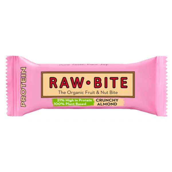 Baton fara gluten si fara zahar cu migdale crocante Organic Crunchy Almond, 45g, Raw Bite