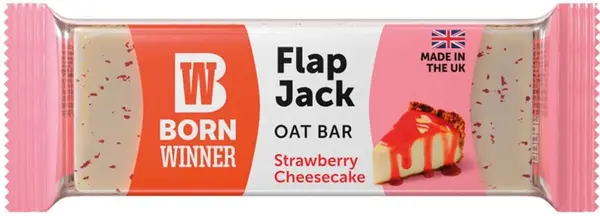 Baton Flap Jack Oat, cheesecake cu căpșuni, 100 g, Born Winner