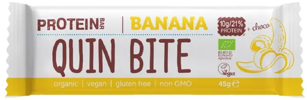 Baton proteic bio, ciocolată și banană 45 g, Quin Bite