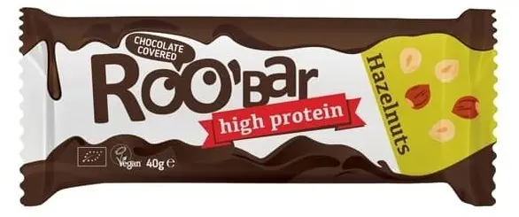 Baton proteic cu ciocolată și alune de pădure, 40 g, Roobar