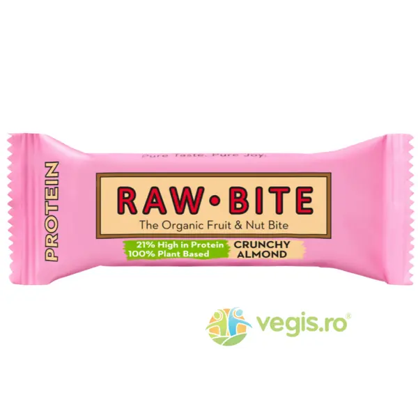 Baton Proteic cu Migdale Crocante fara Gluten si fara Zahar Ecologic/Bio 45g