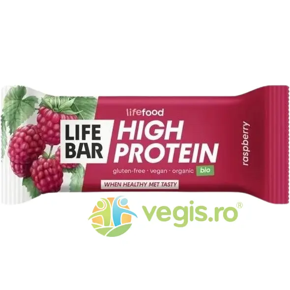 Baton Proteic cu Zmeura fara Gluten Ecologic/Bio 40g