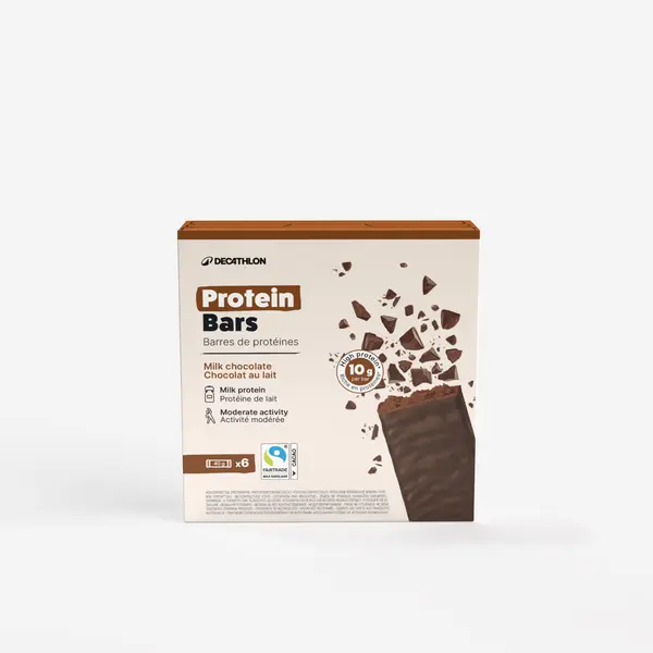 Baton proteic învelit în ciocolată cu lapte x6