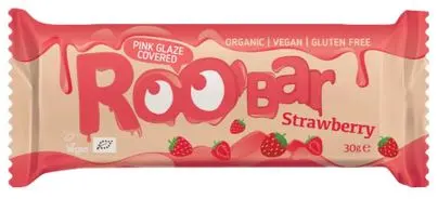 Baton raw cu căpșuni și glazură roz, 30 g